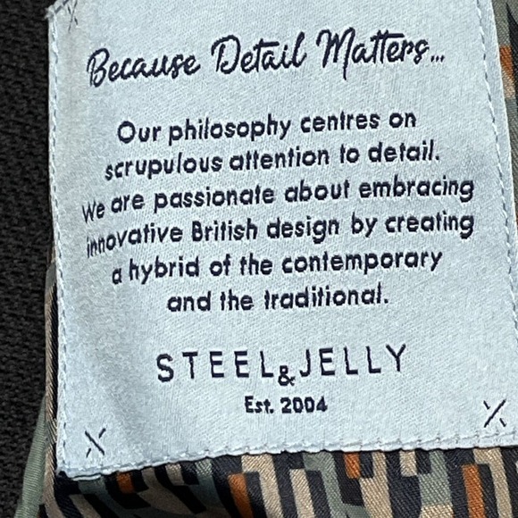 Steel & Jelly Blazer Mens 46 Navy Blue Textured Jacket Structured Office Career - Picture 11 of 14